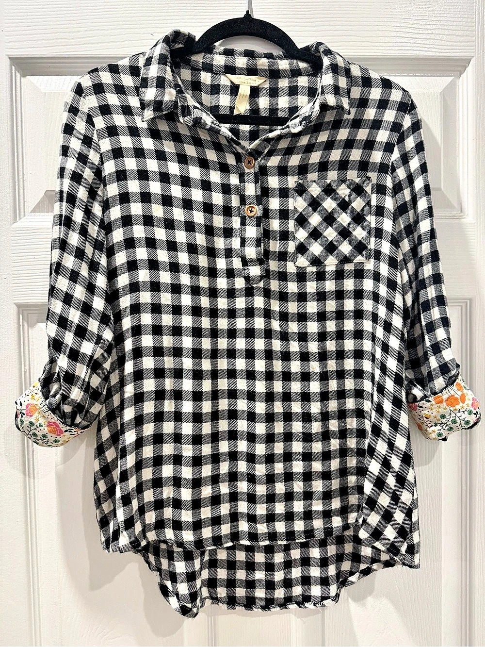 Matilda Jane collab with Joanna Gaines Gingham Button Down Top in Black & White